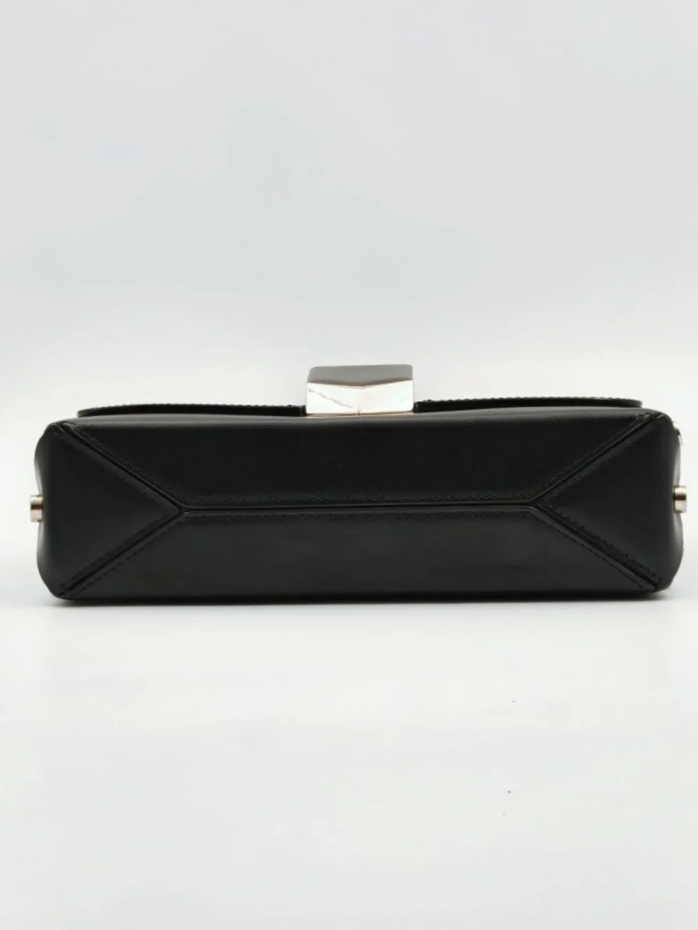 Jimmy Choo Black Leather Lockett Shoulder Bag Silver Chain Crossbody